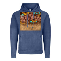 Vintage Denim leopard glitter sunflower gemstone Vintage Hoodie - JahusDesignShop