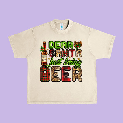 Dear Santa Just Bring A Beer With A Beer Bottle Urban Heavy Tee Designed By Adodesignshop