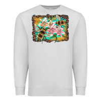 Dove Grey bees and lilies with leopard Premium Sweatshirt - Artiststas