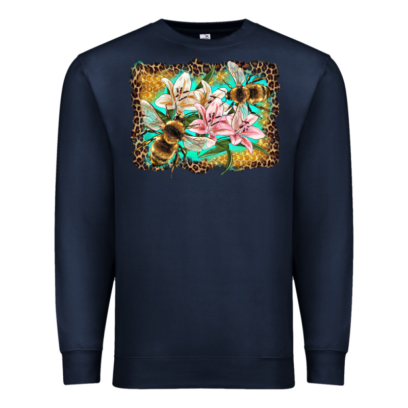 Bees And Lilies With Leopard Premium Sweatshirt by Artiststas | Teevron