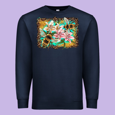 Bees And Lilies With Leopard Premium Sweatshirt Designed By Artiststas
