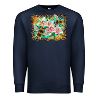 Navy bees and lilies with leopard Premium Sweatshirt - Artiststas