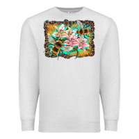 Oatmeal Heather bees and lilies with leopard Premium Sweatshirt - Artiststas
