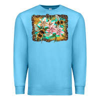 Ocean Blue bees and lilies with leopard Premium Sweatshirt - Artiststas
