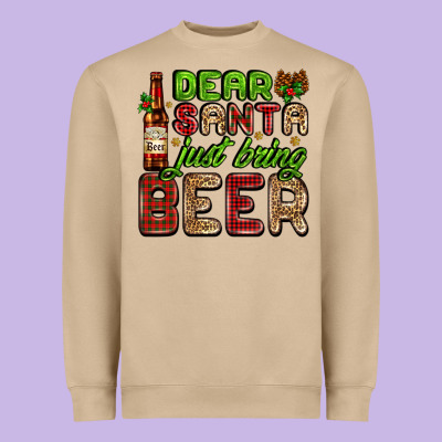 Dear Santa Just Bring A Beer With A Beer Bottle Heavyweight Sweatshirt Designed By Adodesignshop