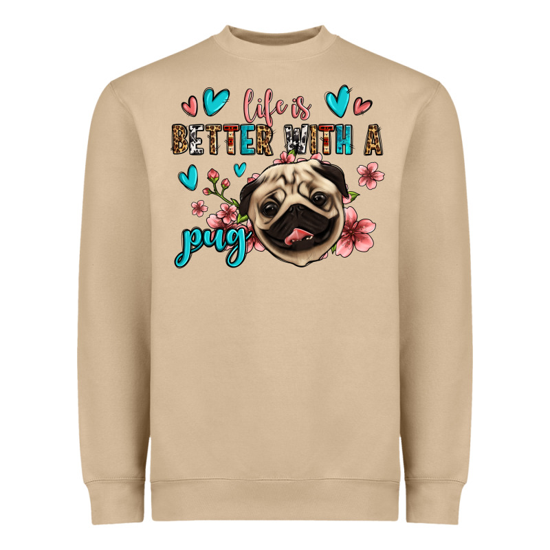 Life Is Better With A Pug Heavyweight Sweatshirt by Jasminsmagicworld | Teevron