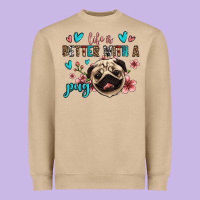 Life Is Better With A Pug Heavyweight Sweatshirt Designed By Jasminsmagicworld