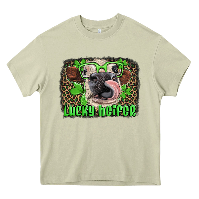 Lucky Heifer With Glasses St Patricks Heavy Core Tee by Artiststas | Teevron