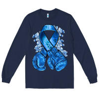 Navy blueribbon with boxing gloves Long Sleeve Tee - NancyCooperArtShop