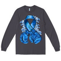 Smoke blueribbon with boxing gloves Long Sleeve Tee - NancyCooperArtShop