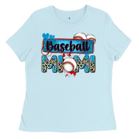 Baby Blue baseball mimi with leopard Ladies Tee - Zillion Design Studio