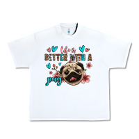 White life is better with a pug Urban Heavy Tee - Jasminsmagicworld