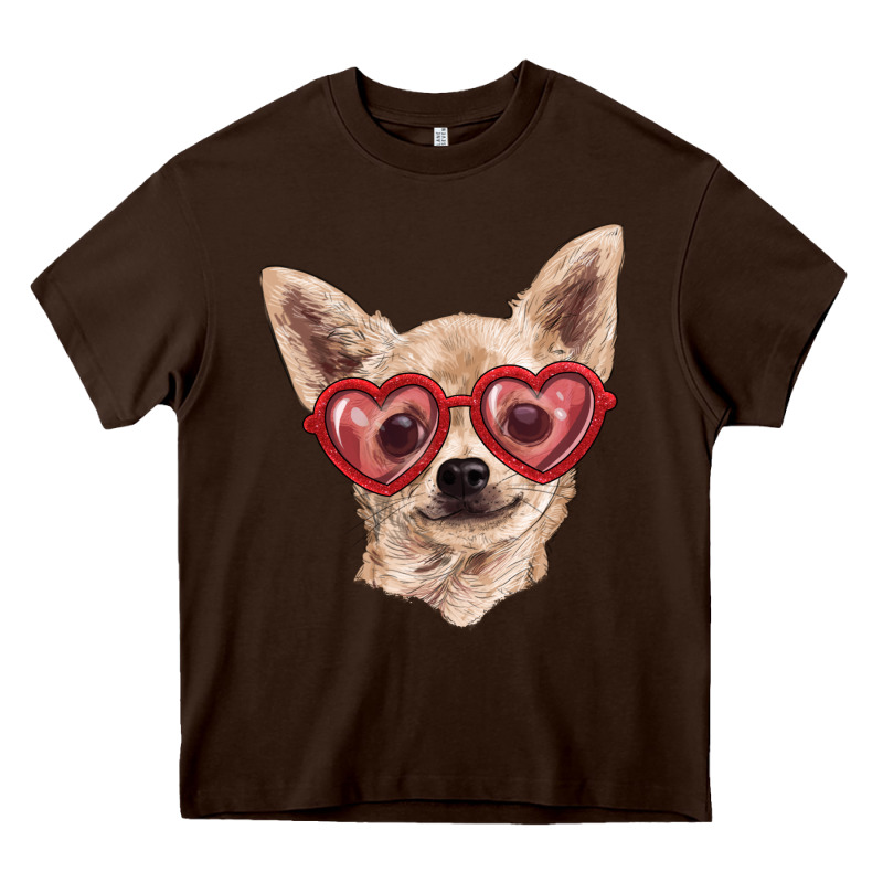 Chihuahua Dog With Love Glasses Heavy Core Tee by RanaPortraitStore | Teevron