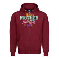 Burgundy mother hustler lightning bolt Zipper Hoodie - NancyCooperArtShop