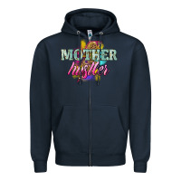 Navy mother hustler lightning bolt Zipper Hoodie - NancyCooperArtShop