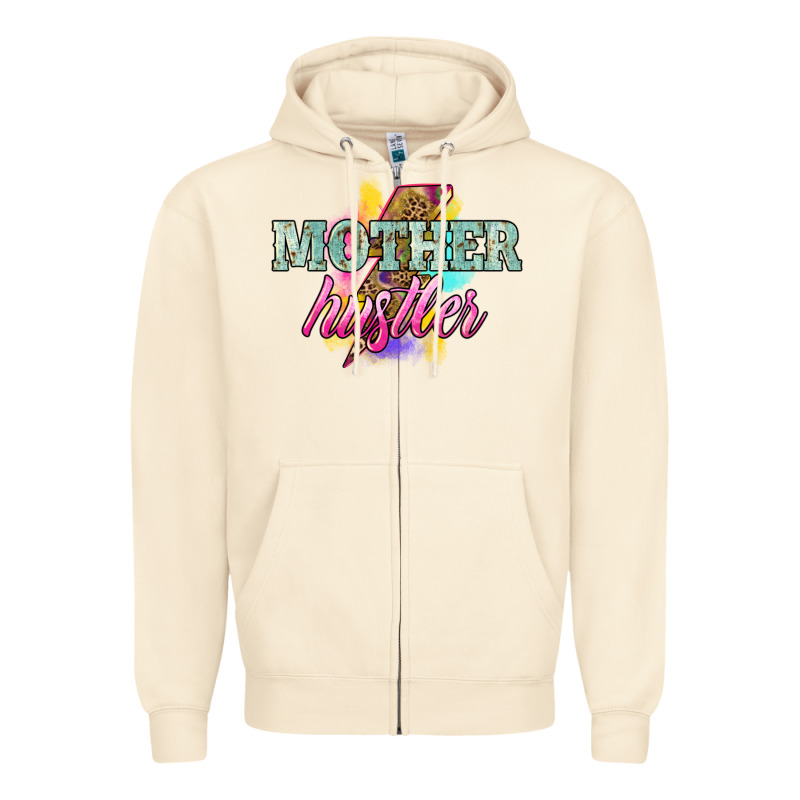 Mother Hustler Lightning Bolt Zipper Hoodie by NancyCooperArtShop | Teevron
