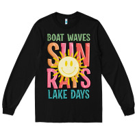 Black boat waves sun rays lake days Long Sleeve Tee - JahusDesignShop