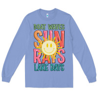 Colony Blue boat waves sun rays lake days Long Sleeve Tee - JahusDesignShop
