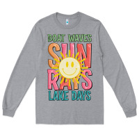 Heather Grey boat waves sun rays lake days Long Sleeve Tee - JahusDesignShop