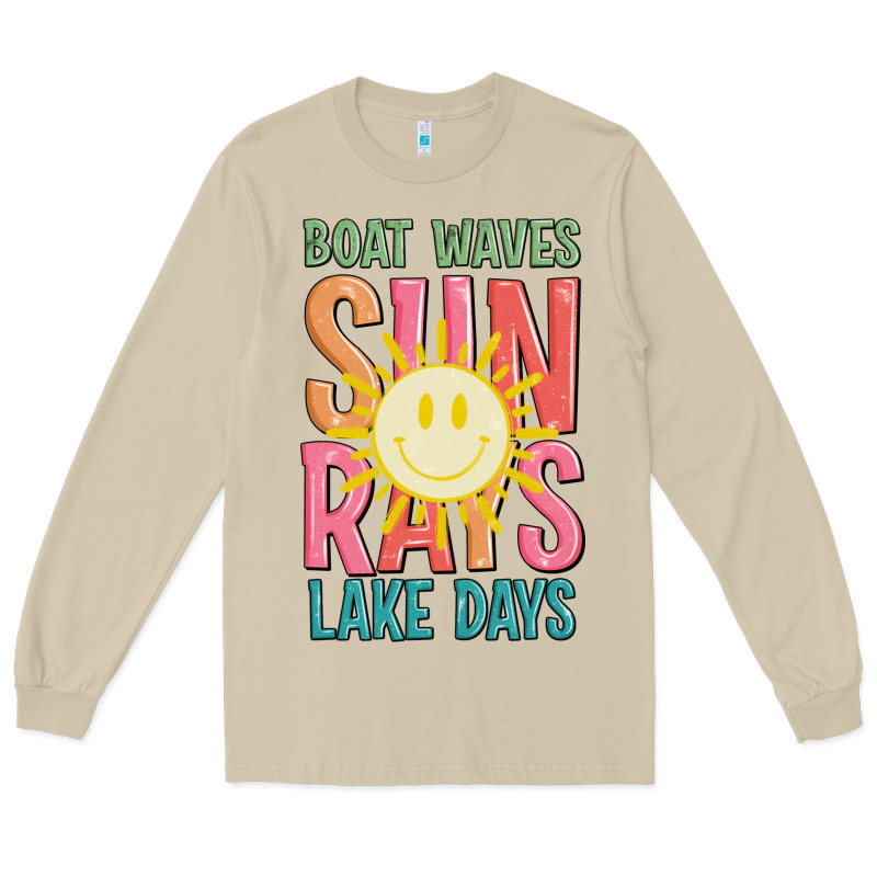 Boat Waves Sun Rays Lake Days Long Sleeve Tee by JahusDesignShop | Teevron