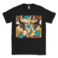 Black cowhide leopard bull skull gemstone Classic Tee - NancyCooperArtShop