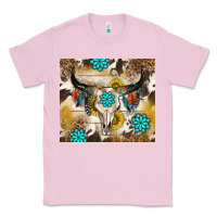 Bubblegum Pink cowhide leopard bull skull gemstone Classic Tee - NancyCooperArtShop