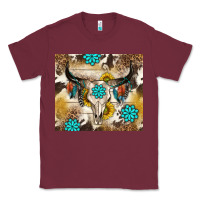 Burgundy cowhide leopard bull skull gemstone Classic Tee - NancyCooperArtShop
