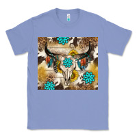 Colony Blue cowhide leopard bull skull gemstone Classic Tee - NancyCooperArtShop