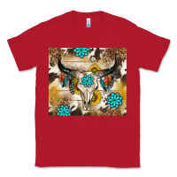 Red cowhide leopard bull skull gemstone Classic Tee - NancyCooperArtShop
