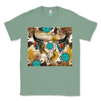 Sage cowhide leopard bull skull gemstone Classic Tee - NancyCooperArtShop