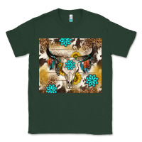Sports Green cowhide leopard bull skull gemstone Classic Tee - NancyCooperArtShop