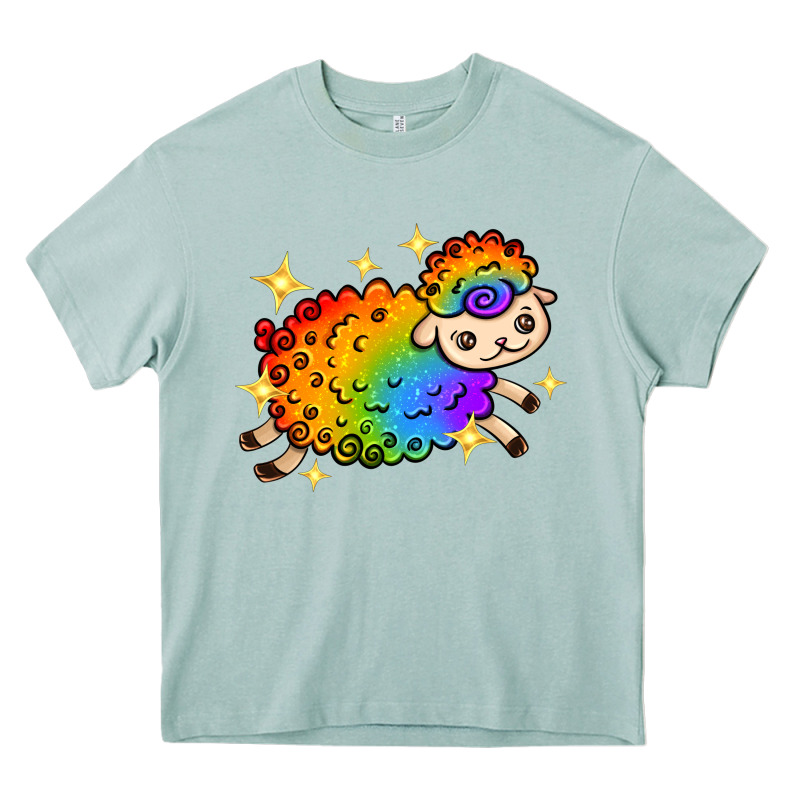 Rainbow Sheep With Star Heavy Core Tee by texasbilliewilder | Teevron