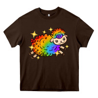 Chocolate Brown rainbow sheep with star Heavy Core Tee - texasbilliewilder