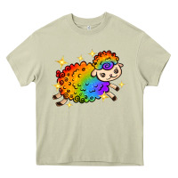 Mossy rainbow sheep with star Heavy Core Tee - texasbilliewilder