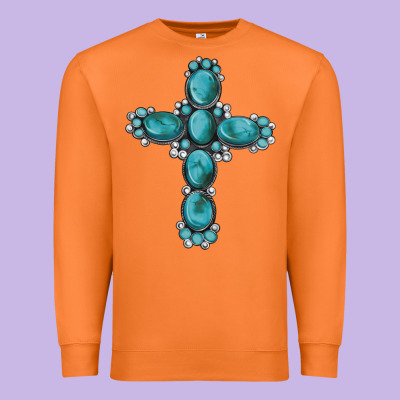 Western Gemstone Cross Premium Sweatshirt Designed By Artiststas