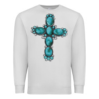 Dove Grey western Gemstone cross Premium Sweatshirt - Artiststas