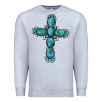 Heather Grey western Gemstone cross Premium Sweatshirt - Artiststas