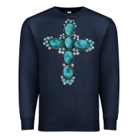 Navy western Gemstone cross Premium Sweatshirt - Artiststas