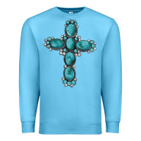 Ocean Blue western Gemstone cross Premium Sweatshirt - Artiststas