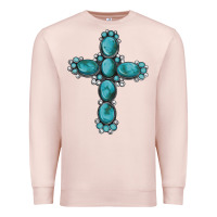 Pale Pink western Gemstone cross Premium Sweatshirt - Artiststas