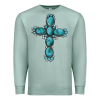 Seafoam western Gemstone cross Premium Sweatshirt - Artiststas