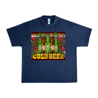 Navy cold beer with beer bottles Urban Heavy Tee - AdoDesignShop