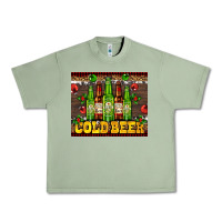 Oil Green cold beer with beer bottles Urban Heavy Tee - AdoDesignShop