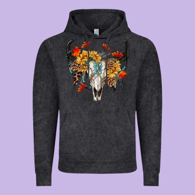 Fall Bull Skull Vintage Hoodie Designed By Ranaportraitstore
