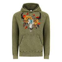 Vintage Olive Fall Bull Skull Vintage Hoodie - RanaPortraitStore