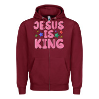 Burgundy jesus is king Zipper Hoodie - MaliasSmallBusiness
