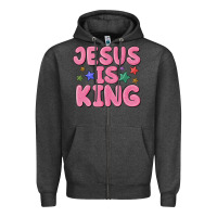 Charcoal Heather jesus is king Zipper Hoodie - MaliasSmallBusiness