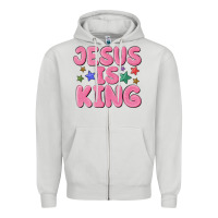 Dove Grey jesus is king Zipper Hoodie - MaliasSmallBusiness