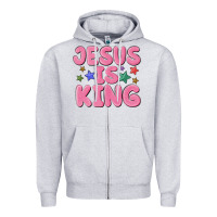 Heather Grey jesus is king Zipper Hoodie - MaliasSmallBusiness