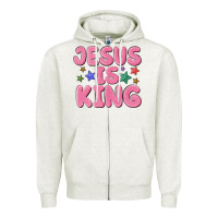 Oatmeal Heather jesus is king Zipper Hoodie - MaliasSmallBusiness